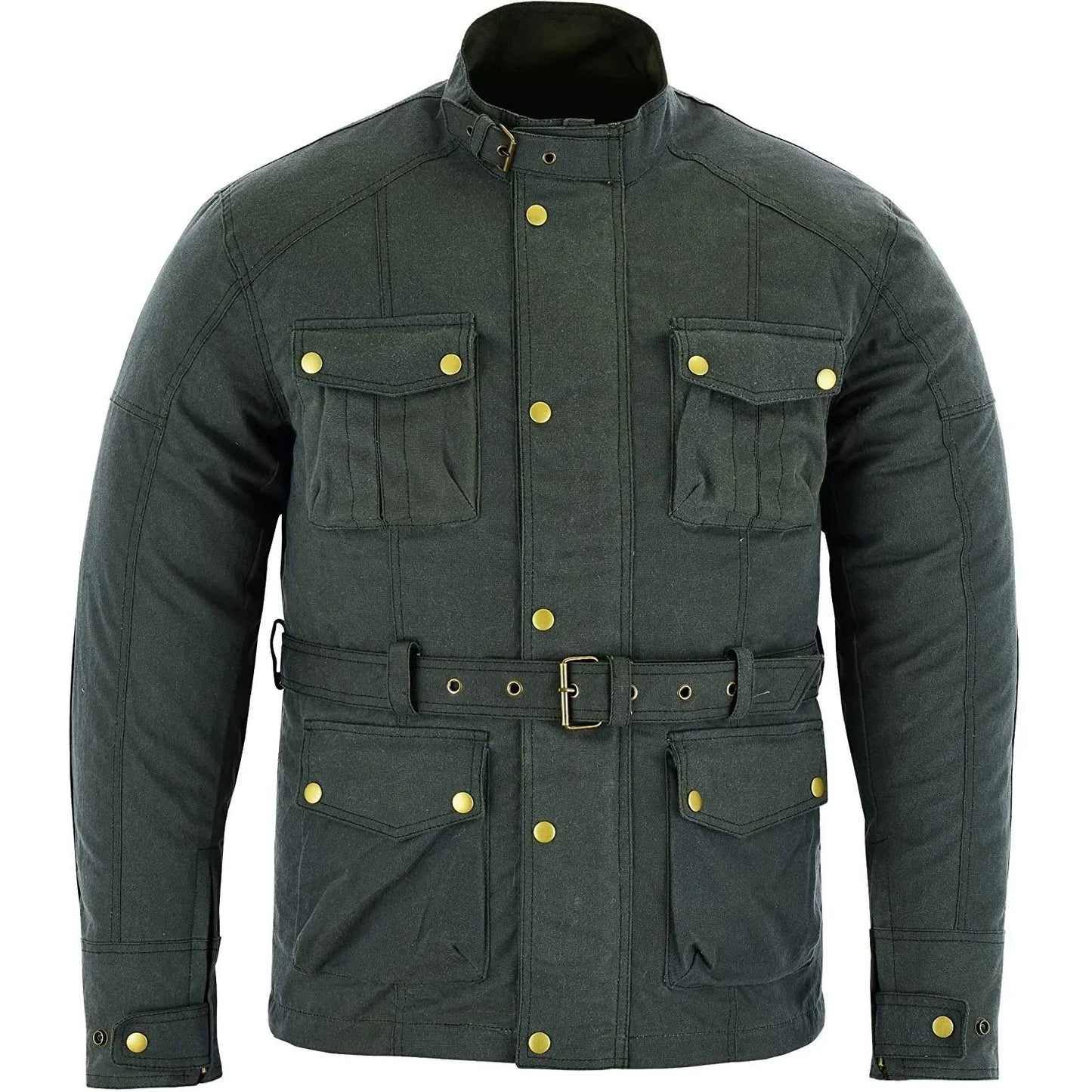 gallanto green wax cotton armoured motorcycle motorbike jacket waterproof -