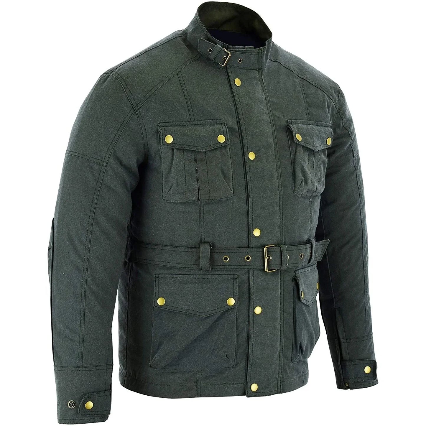 gallanto green wax cotton armoured motorcycle motorbike jacket waterproof -