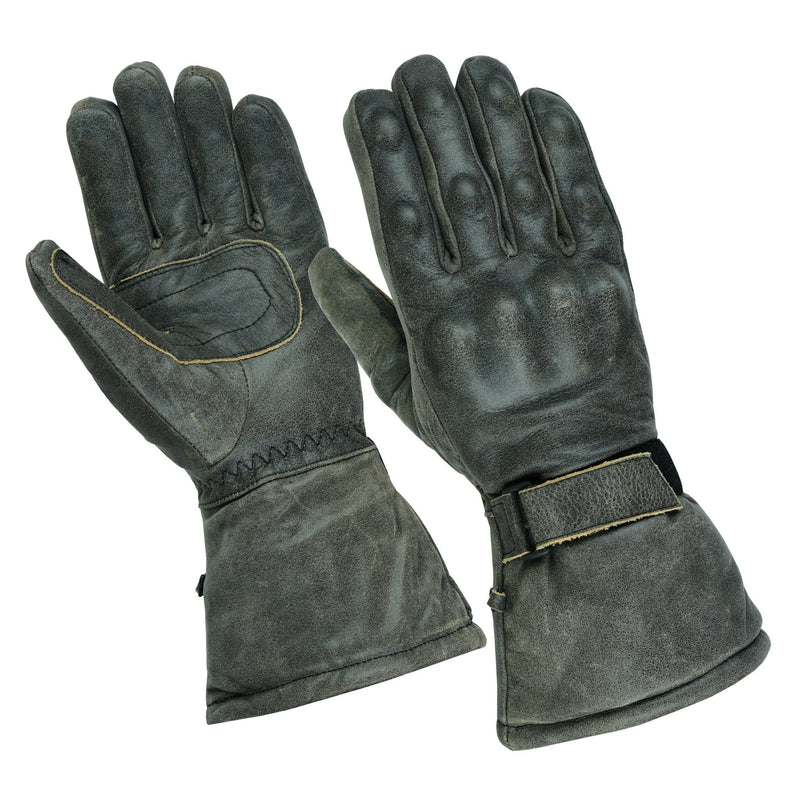 Gallanto Motorcycle Armoured Thinsulate Leather Winter Long Gloves Biker -