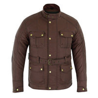 Gallanto Wax Cotton Armoured Motorcycle Motorbike Jacket Waterproof -