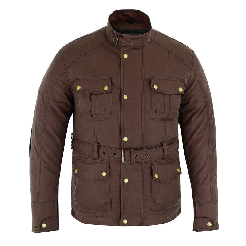 Gallanto Wax Cotton Armoured Motorcycle Motorbike Jacket Waterproof -