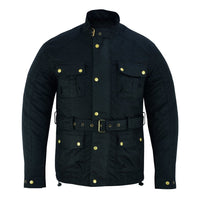 Gallanto Wax Cotton Armoured Motorcycle Motorbike Jacket Waterproof -