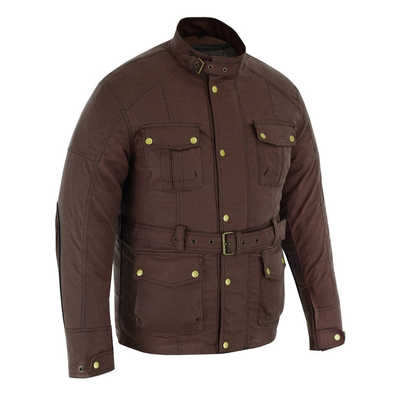 Gallanto Wax Cotton Armoured Motorcycle Motorbike Jacket Waterproof -