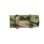 Green Camouflage Print Biker Motorcycle Tool Roll Bag -