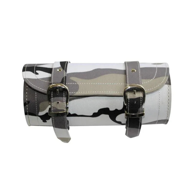 grey camouflage print biker motorcycle tool roll bag -