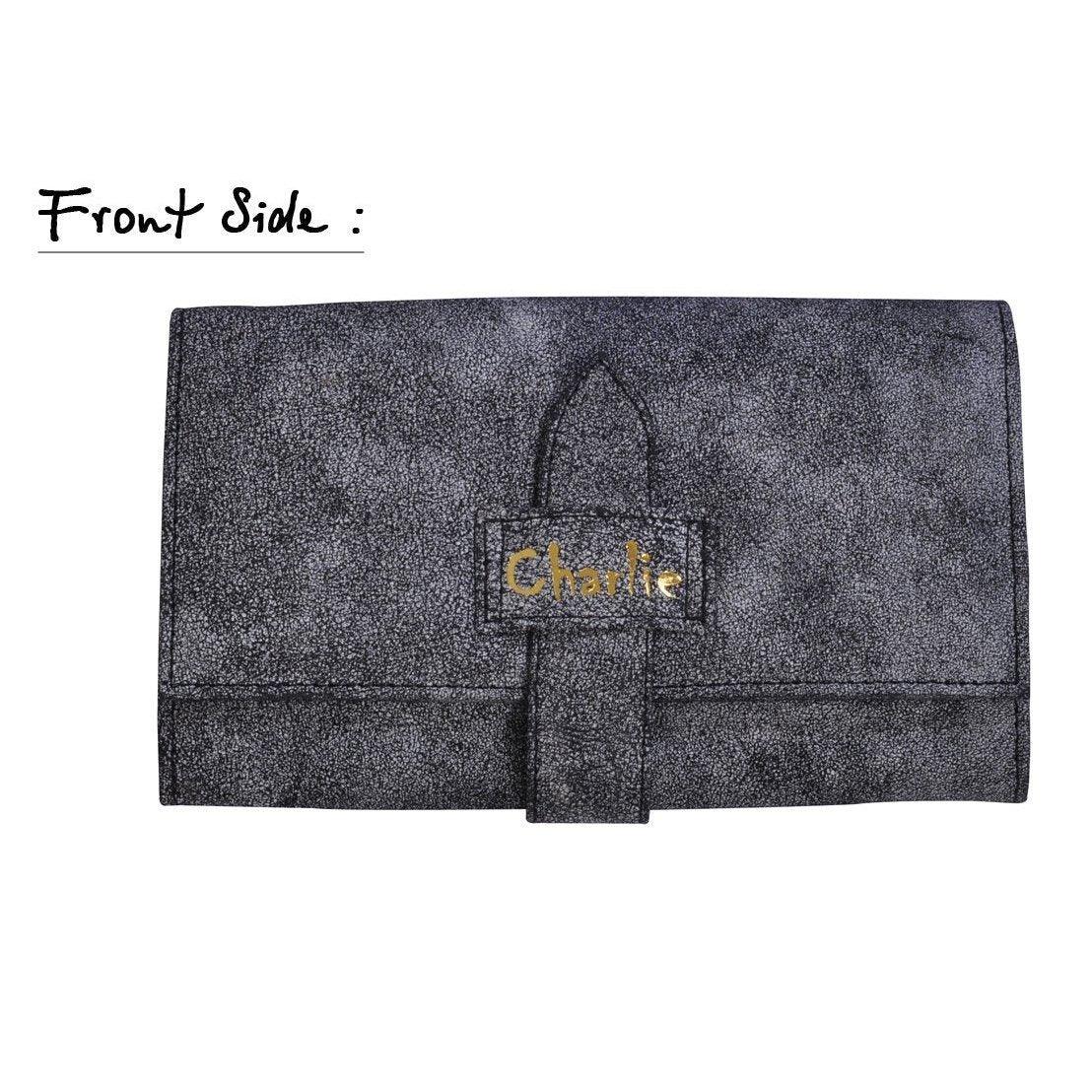 handcrafted black and white cracker textured wallet -