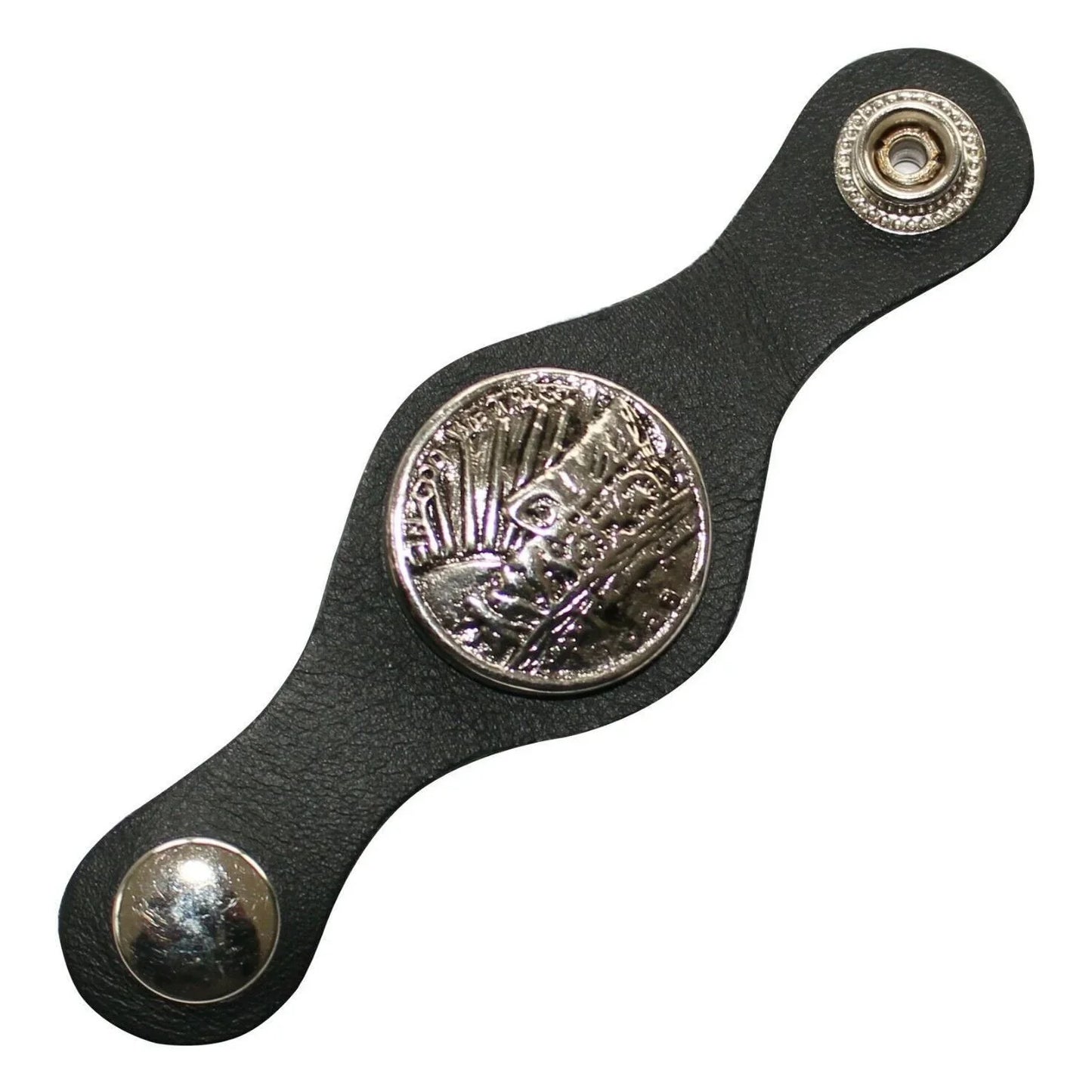in god we trust badge black leather vest waistcoat extender -