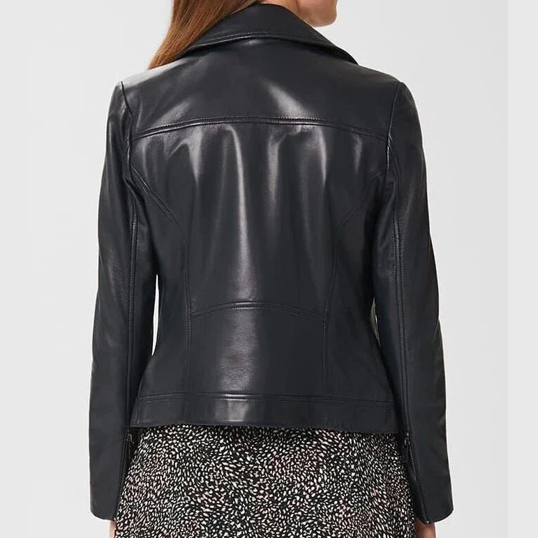 ladies dakota soft leather jacket in black -