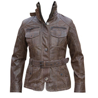 Ladies Fashion Vintage Leather Jacket Women in Brown or Tan -