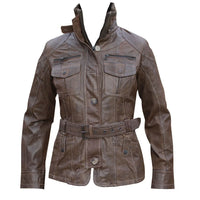 Ladies Fashion Vintage Leather Jacket Women in Brown or Tan -