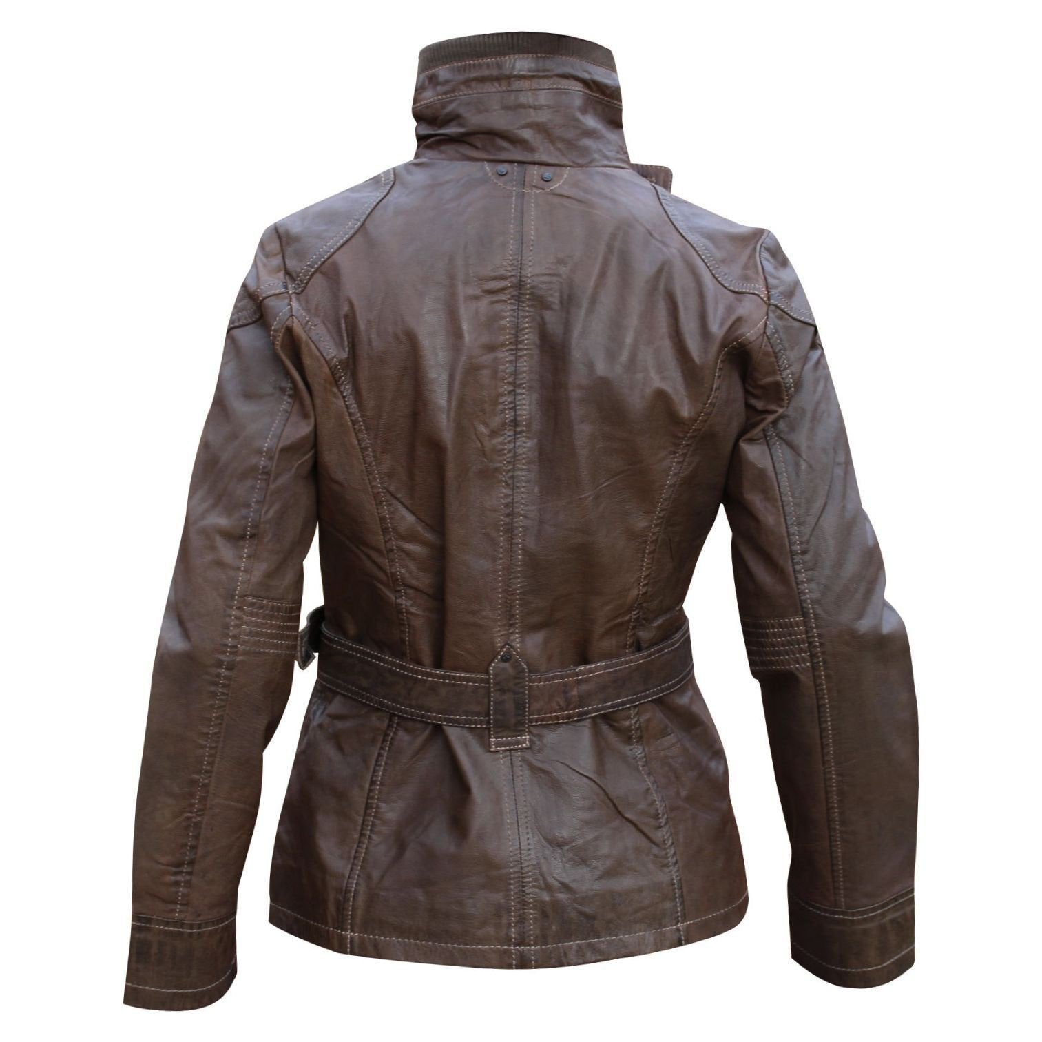 Ladies Fashion Vintage Leather Jacket Women in Brown or Tan -