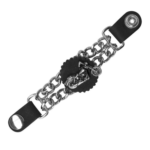 Large Chopper Motorcycle Chain Leather Vest Extender -