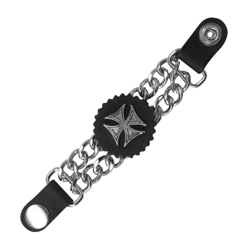 large maltese iron cross chain leather waistcoat vest extender -