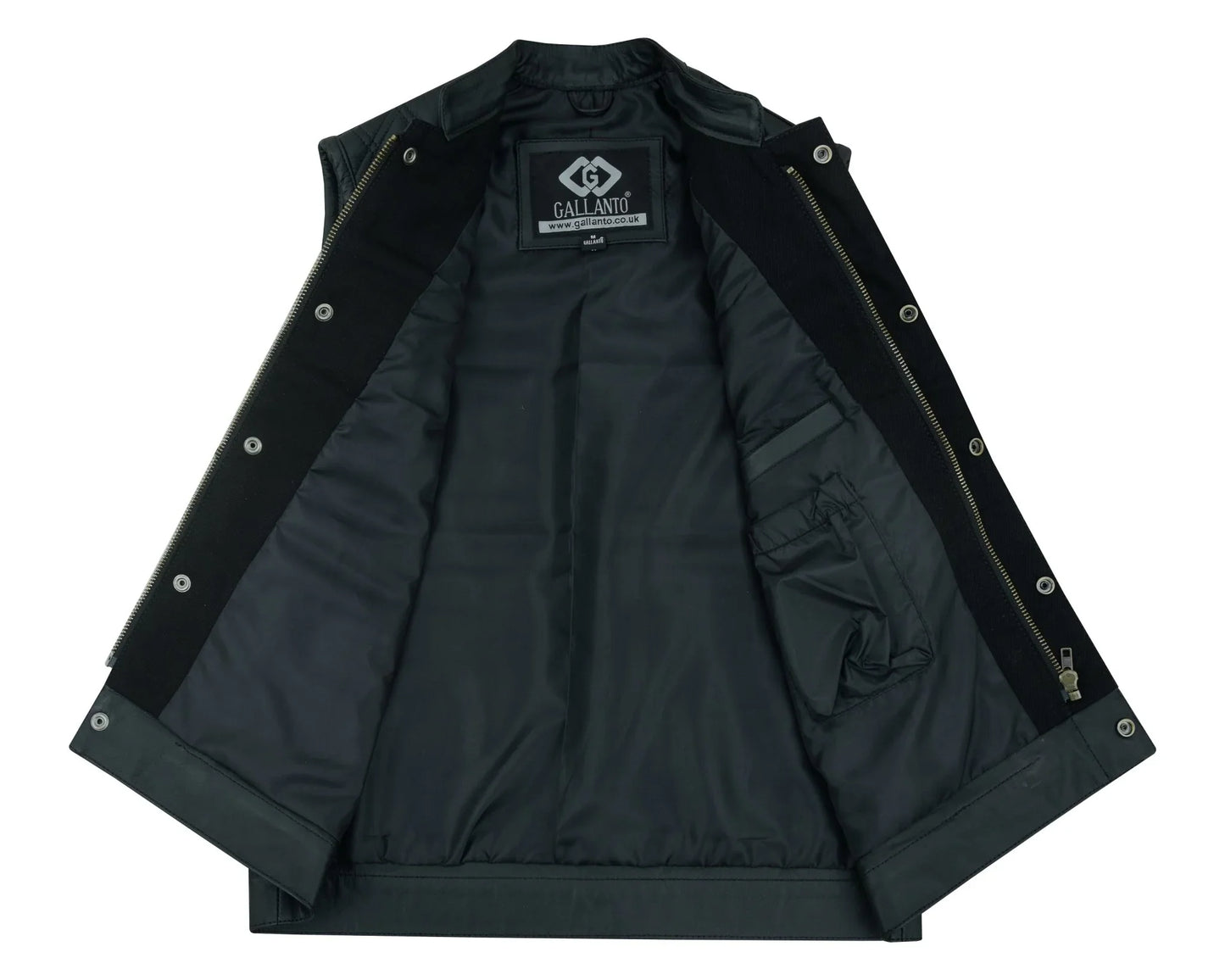 leather and denim combo biker diamond gilet vest -