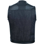 Leather and Denim Combo Biker Gilet Vest -