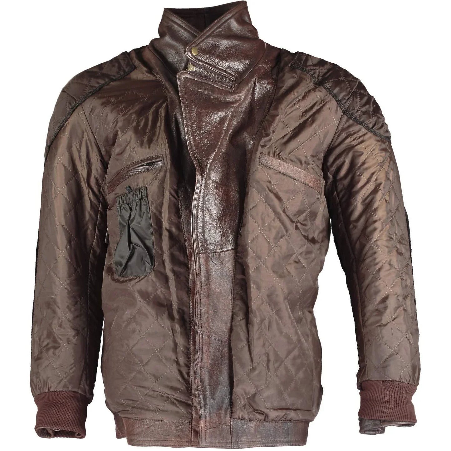 long eddie dark brown belted biker leather jacket -