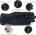 Luxury Mens Leather Gloves Cashmere Lined-Soft Comfortable Lambskin Touchsreen -