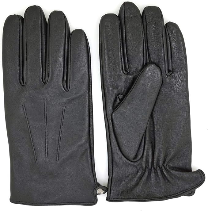 Luxury Mens Leather Gloves Cashmere Lined-Soft Comfortable Lambskin Touchsreen -