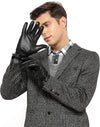 Luxury Mens Leather Gloves Cashmere Lined-Soft Comfortable Lambskin Touchsreen -
