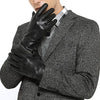 Luxury Mens Leather Gloves Cashmere Lined-Soft Comfortable Lambskin Touchsreen -