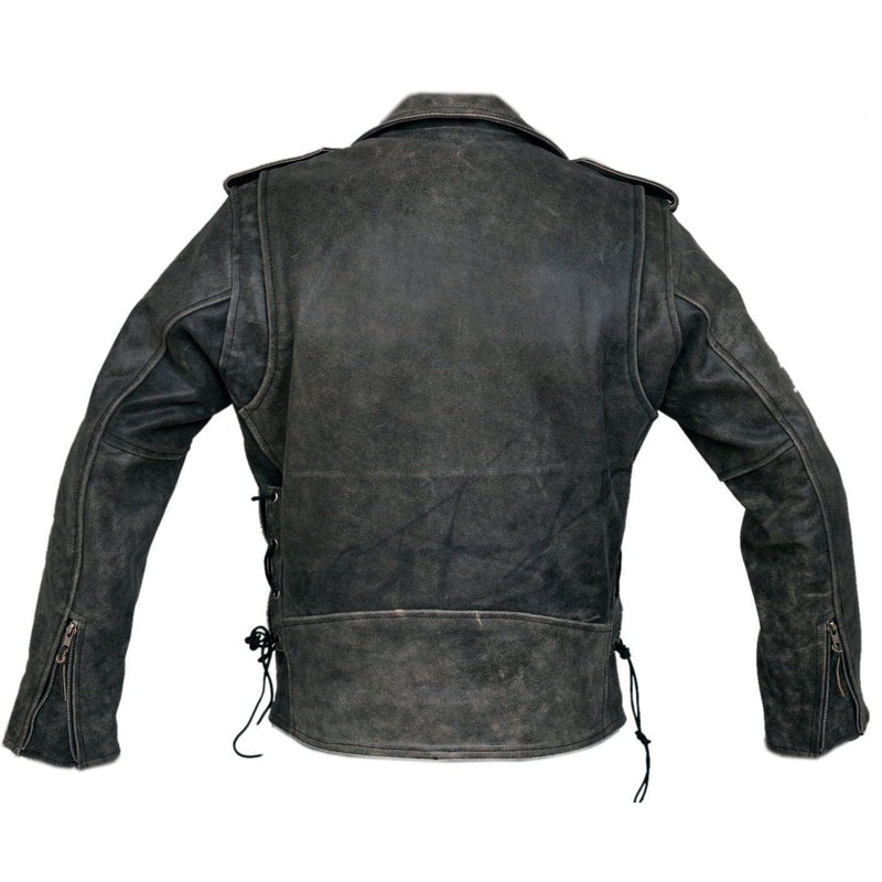 Mens distressed black leather jacket new arrivals