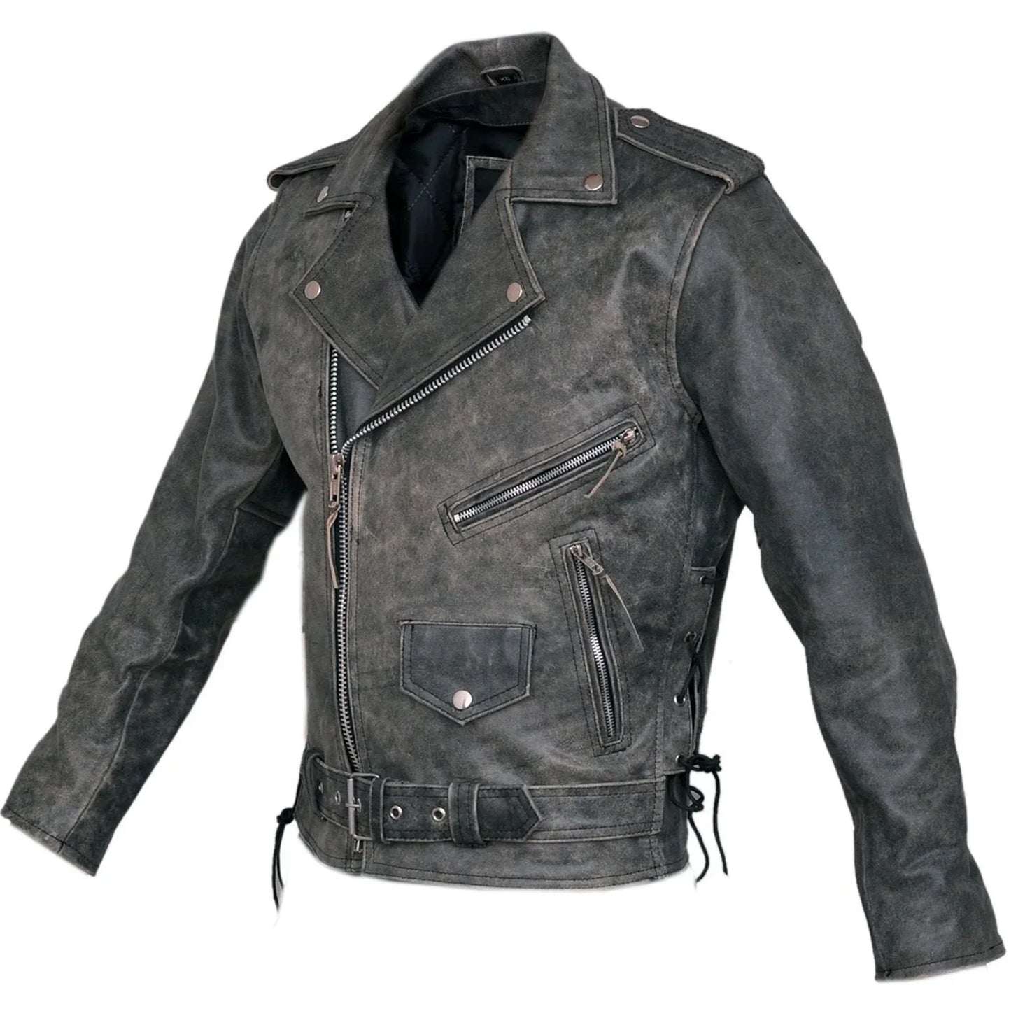 marlon brando mens stonewash distressed vintage leather jacket -