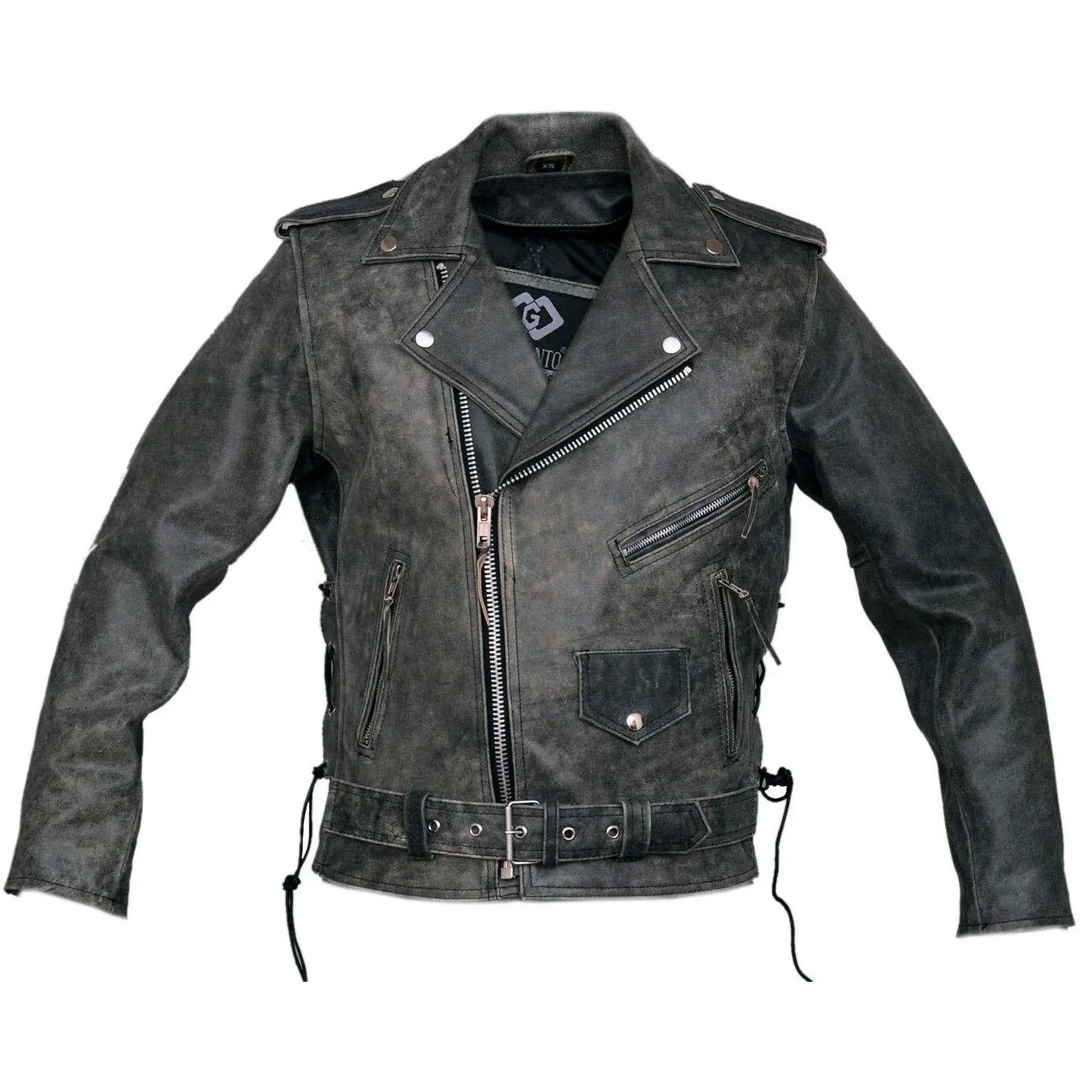 marlon brando mens stonewash distressed vintage leather jacket -