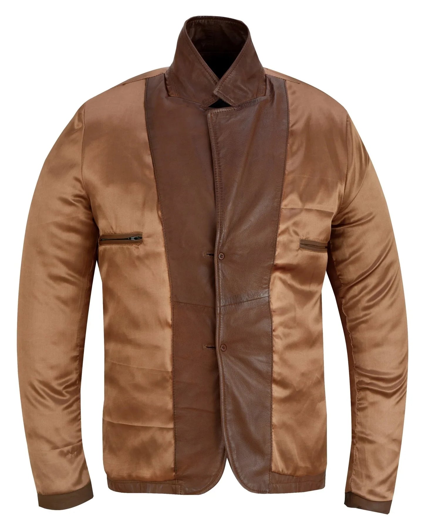 mens 2 button leather blazer jacket -