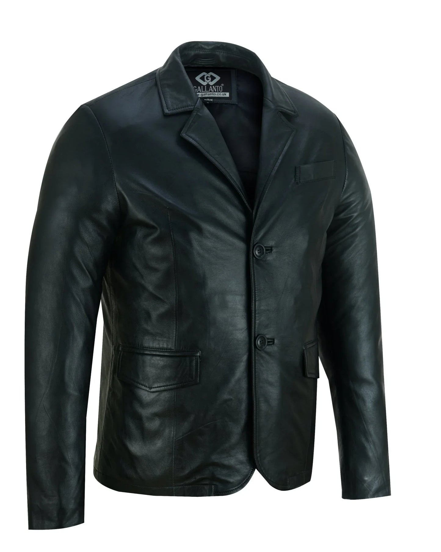 mens 2 button leather blazer jacket -