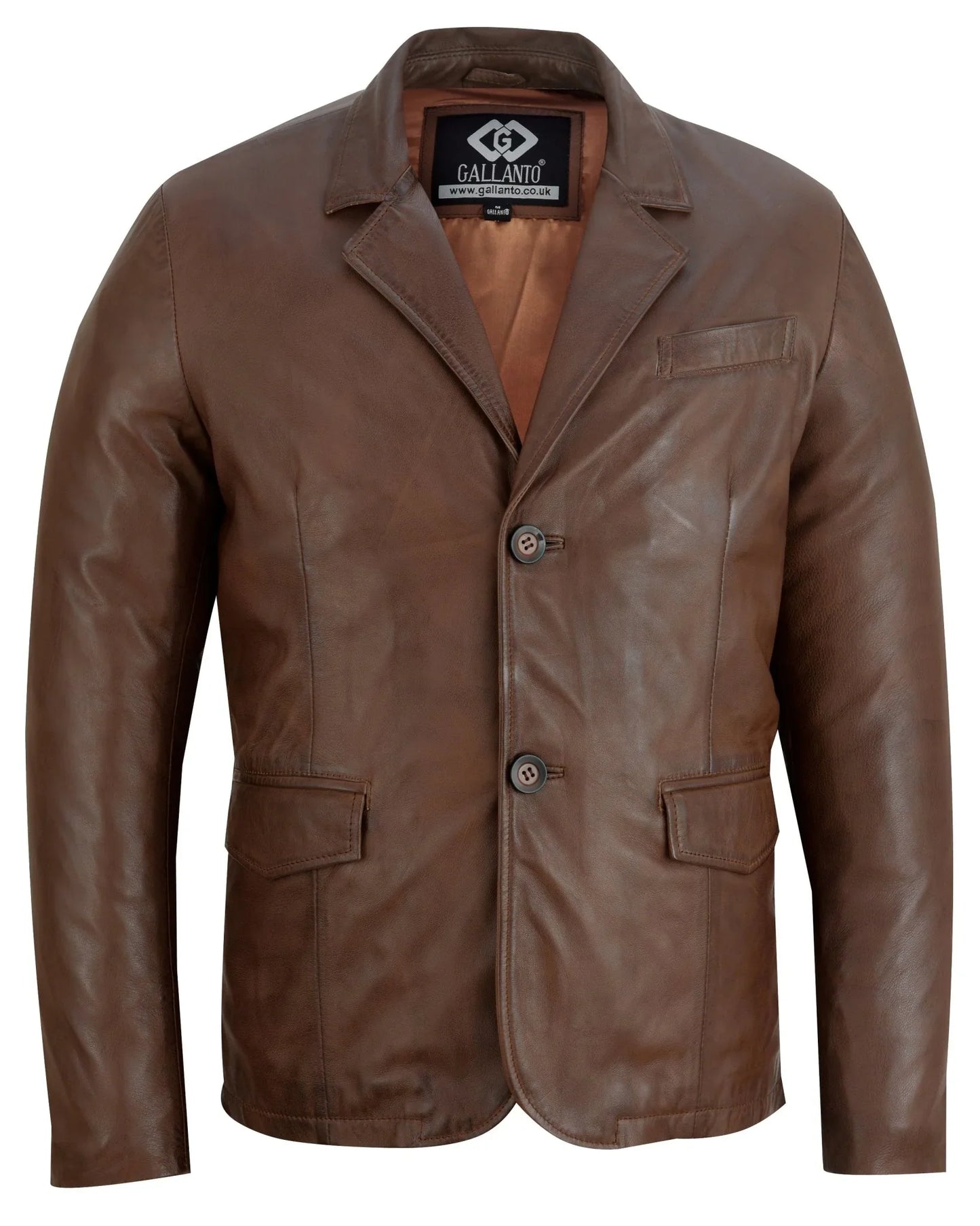 mens 2 button leather blazer jacket -