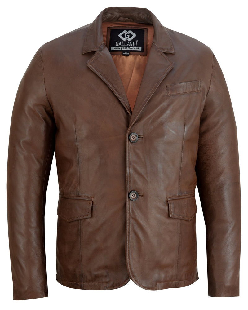 Mens 2 Button Leather Blazer Jacket -