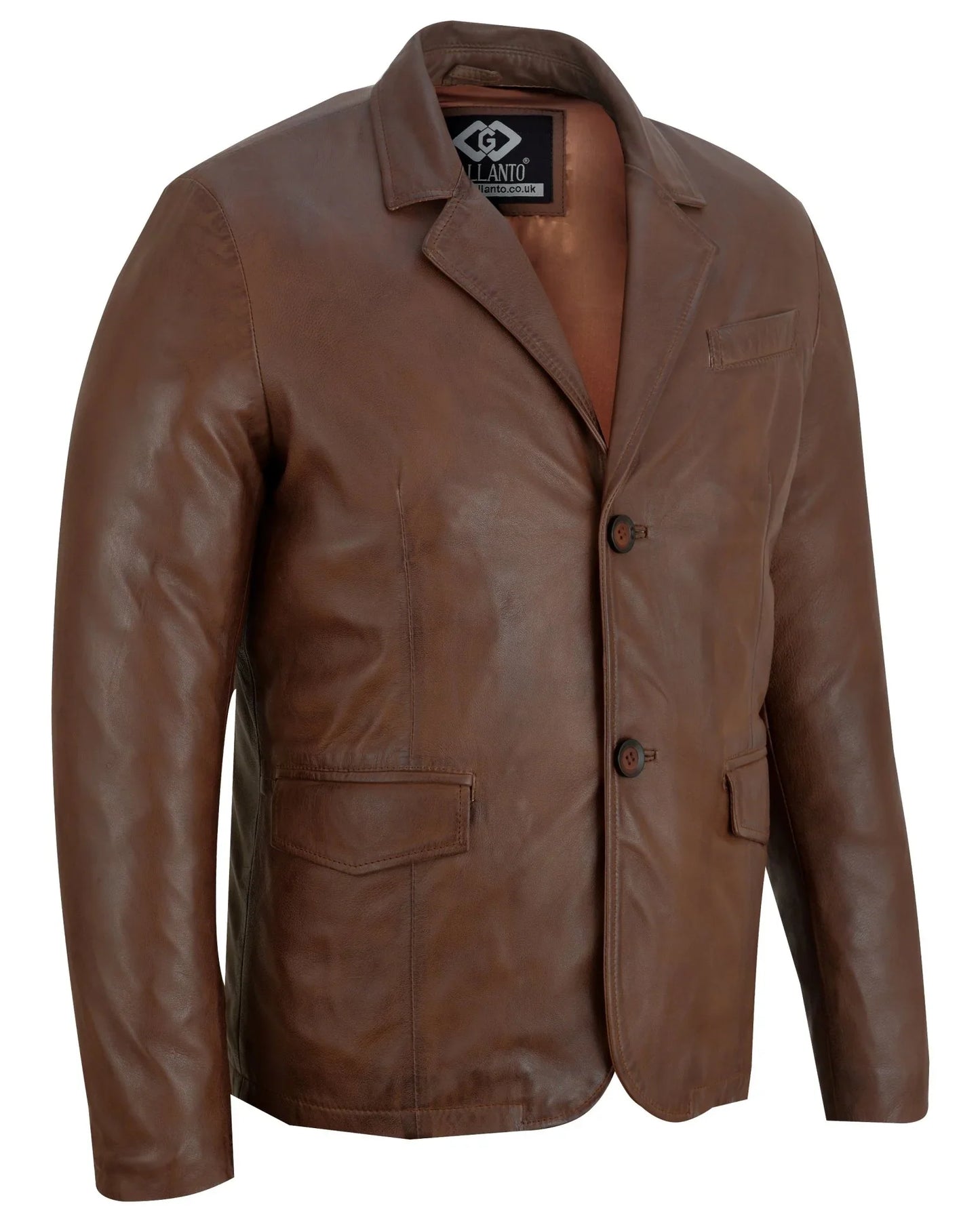 mens 2 button leather blazer jacket -