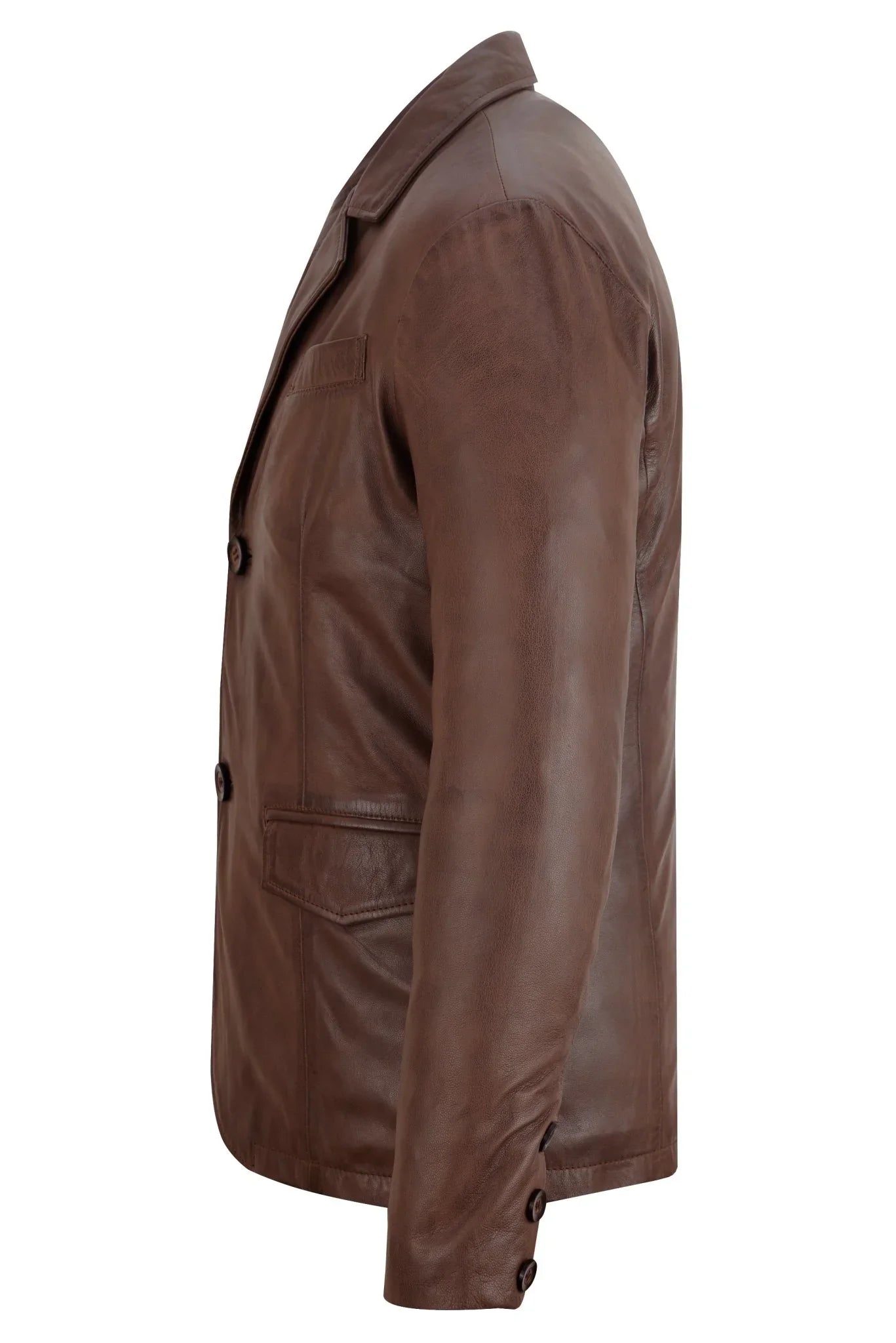 mens 2 button leather blazer jacket -