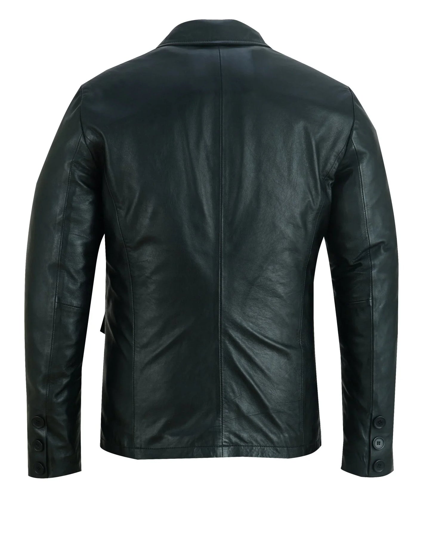mens 2 button leather blazer jacket -