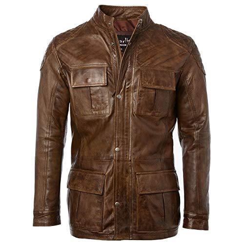 mens 3/4 soft vintage brown leather brontes jacket -