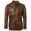 Mens 3/4 Soft Vintage Brown Leather Brontes Jacket -