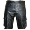 Mens 6 Pockets Jeans Style Black Combat Cargo Leather Trousers Pants -