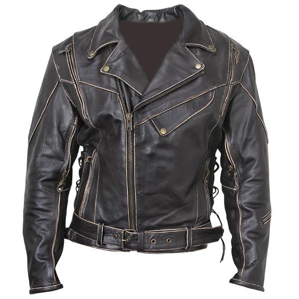 men's antique-brown rub-off motorcycle jacket -