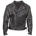 Men's Antique-Brown Rub-Off Motorcycle Jacket -