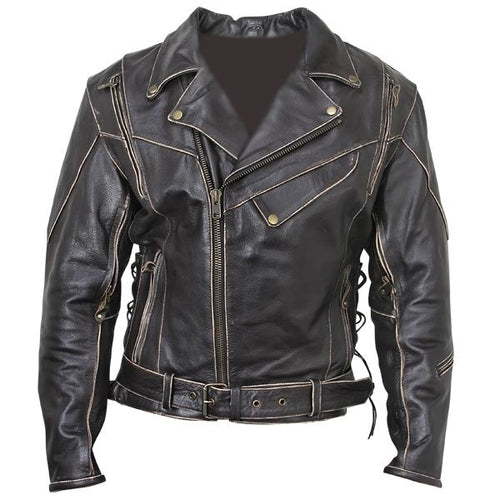 Men's Antique-Brown Rub-Off Motorcycle Jacket -