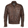 Mens Ashwood Biker Style Vintage Brown Leather Jacket -