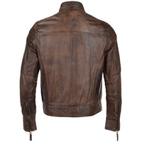 Mens Ashwood Biker Style Vintage Brown Leather Jacket -