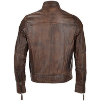 Mens Ashwood Biker Style Vintage Brown Leather Jacket -