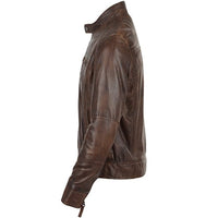Mens Ashwood Biker Style Vintage Brown Leather Jacket -