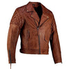 Mens Ashwood Diamond Vintage Brown Biker Style Leather Jacket -