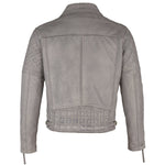 Mens Ashwood Diamond Vintage Grey Biker Style Leather Jacket -