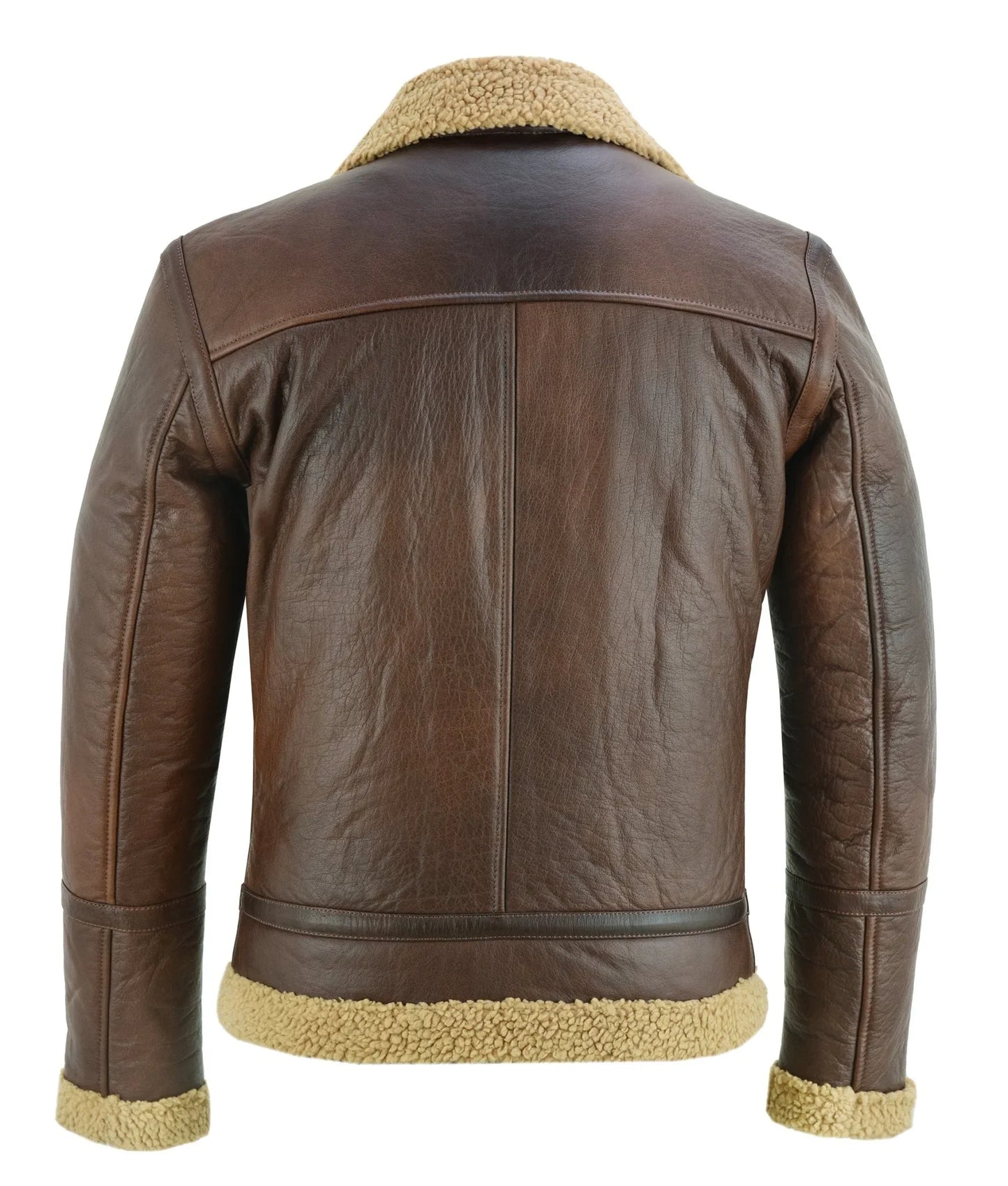 men's aviator style black bomber flying pilot fur jacket -