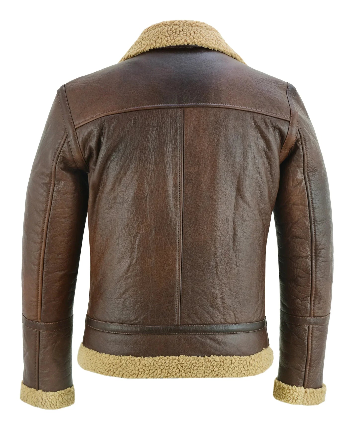 men's aviator style brown bomber flying pilot fur jacket -