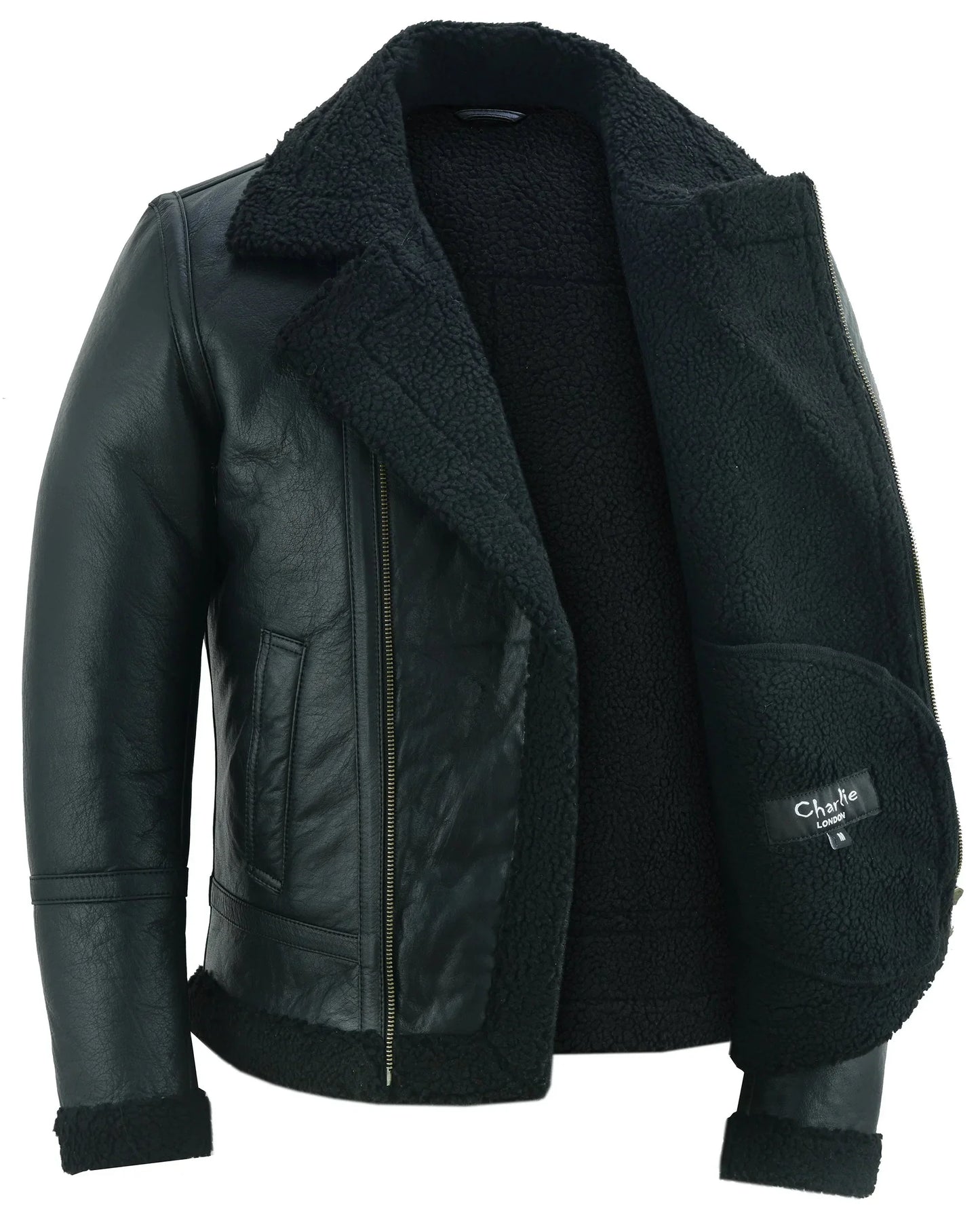 men's aviator style brown bomber flying pilot fur jacket -