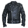 Men's Black Embossed Flying Skull Distressed Leather Jacket -